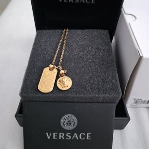 Versace greca dog tag necklace